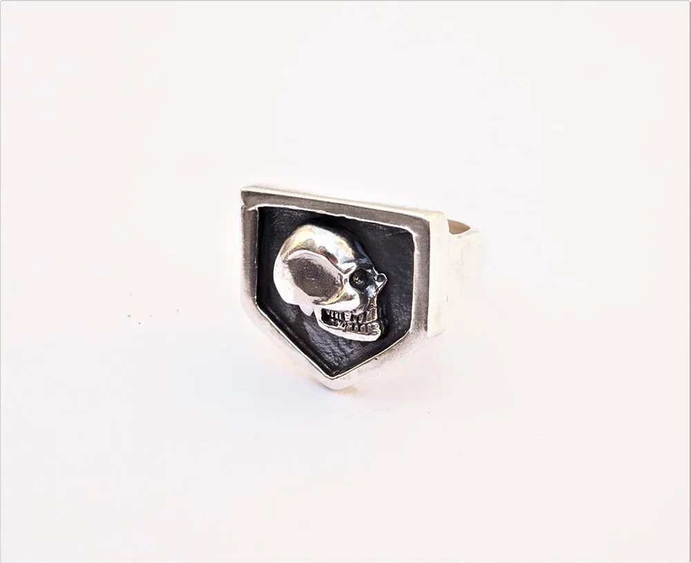 Signet Skull Biker Ring