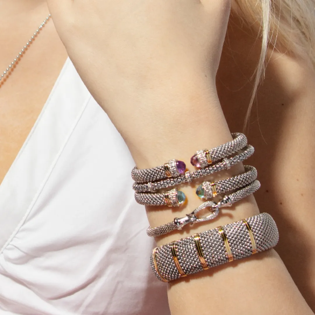Silver & 18K Gold Prosecco Amethyst Cuff