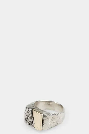 Silver & gold square signet ring