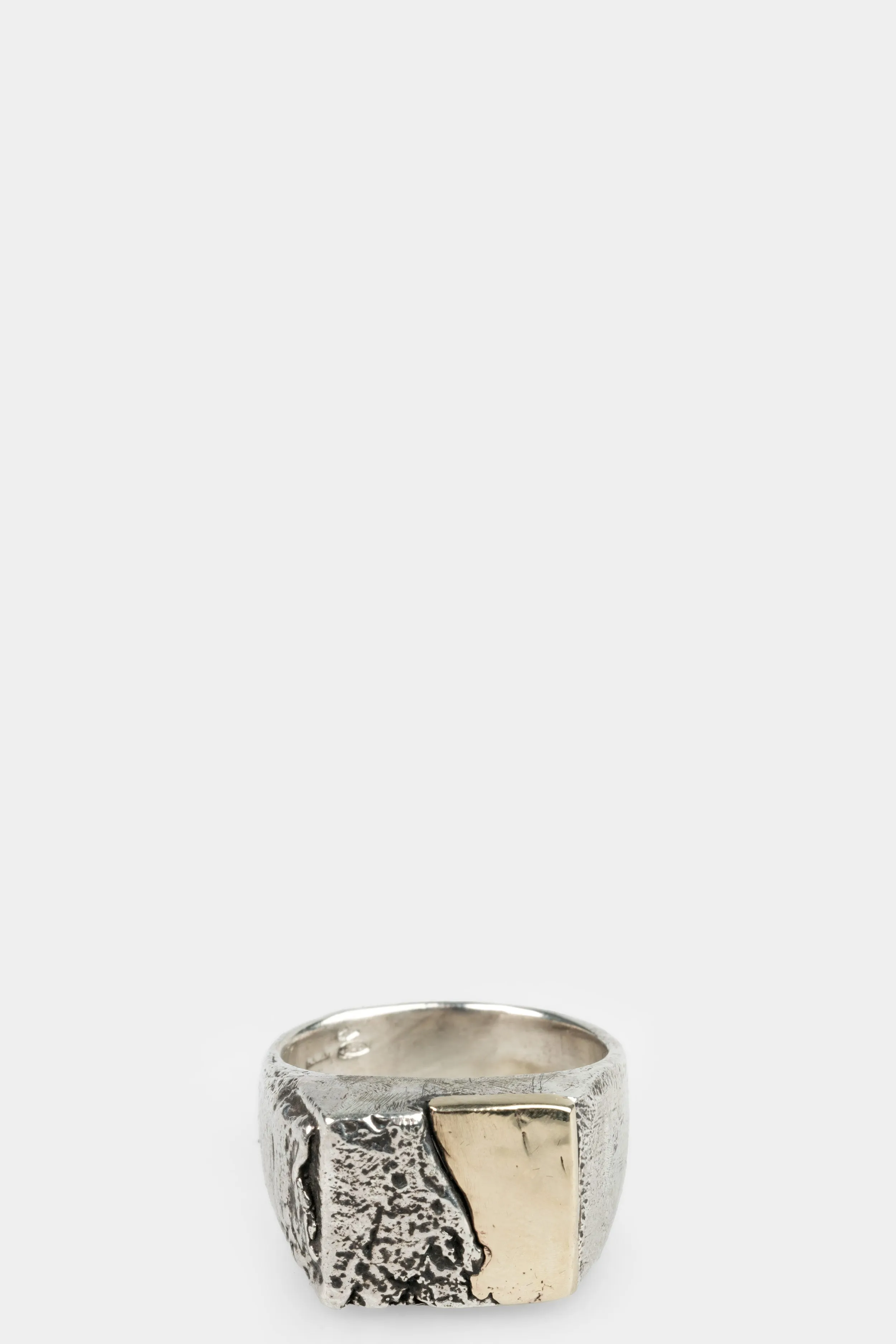 Silver & gold square signet ring