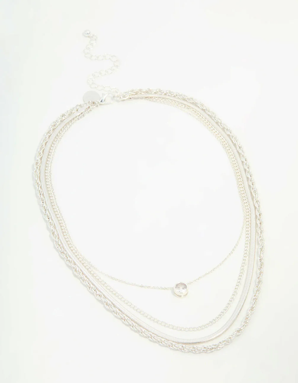 Silver Chain & Diamante Layered Necklace