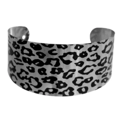 Silver Cheetah Print Metal Cuff Bracelet
