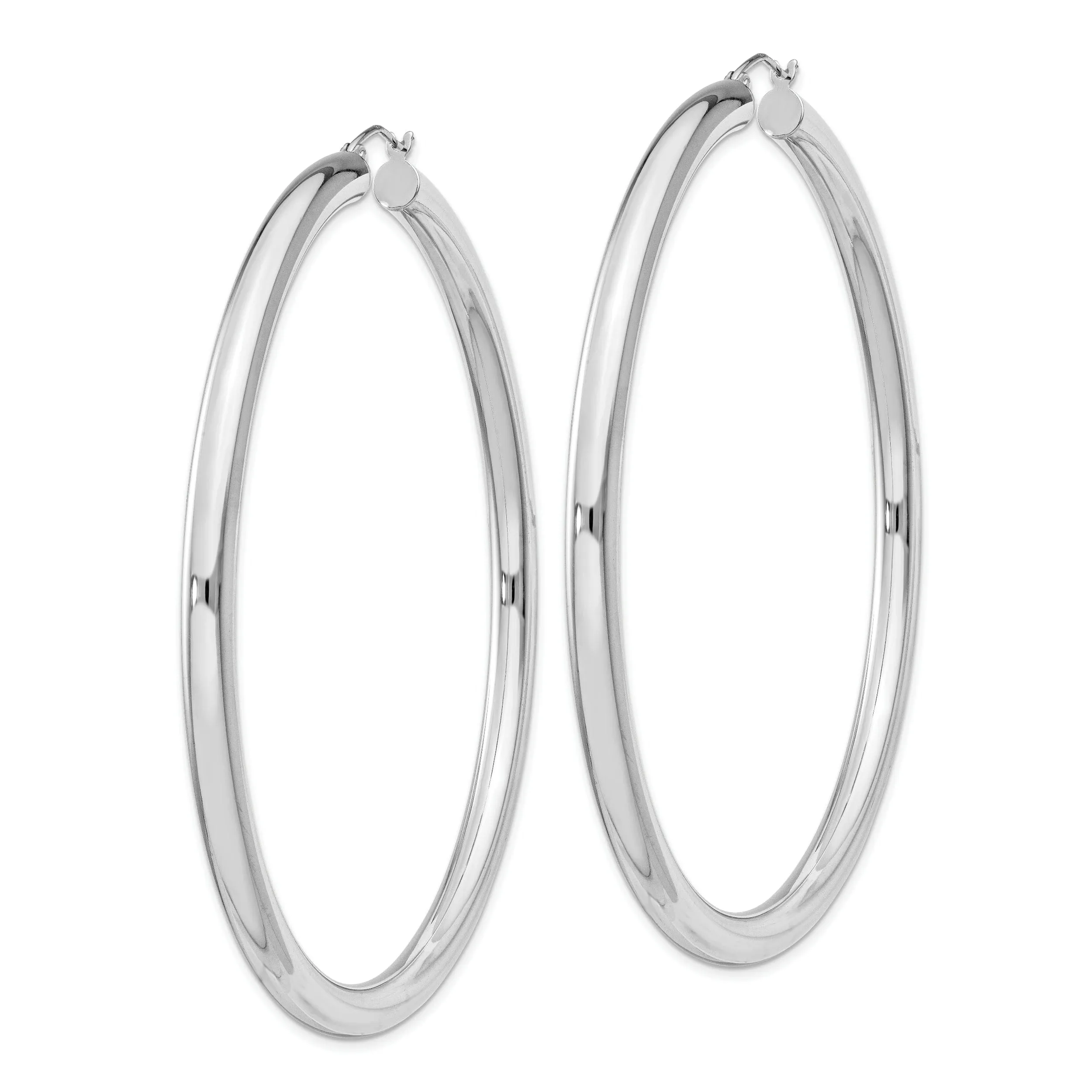 Silver Hollow Round Hoop Hinged Earrings