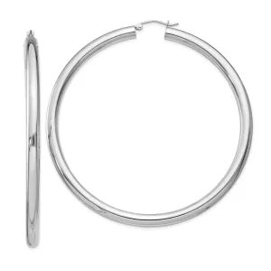 Silver Hollow Round Hoop Hinged Earrings