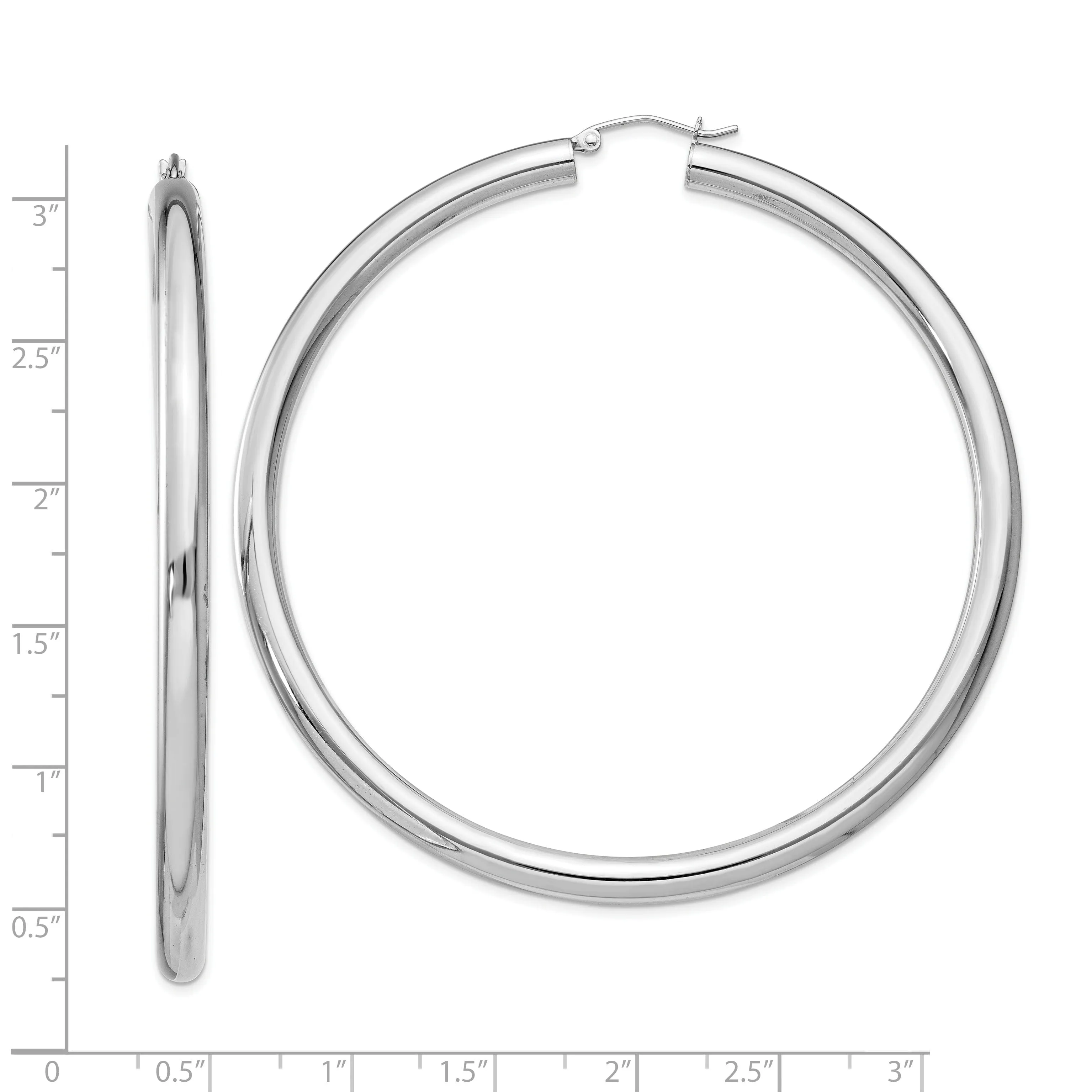 Silver Hollow Round Hoop Hinged Earrings