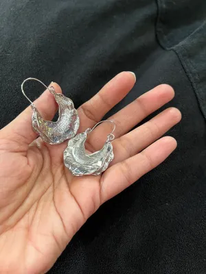Silver Hoop earrings , large silver metal hoops , fat big chunky silver hoop earrings , chunky shiny  silver hoop earrings