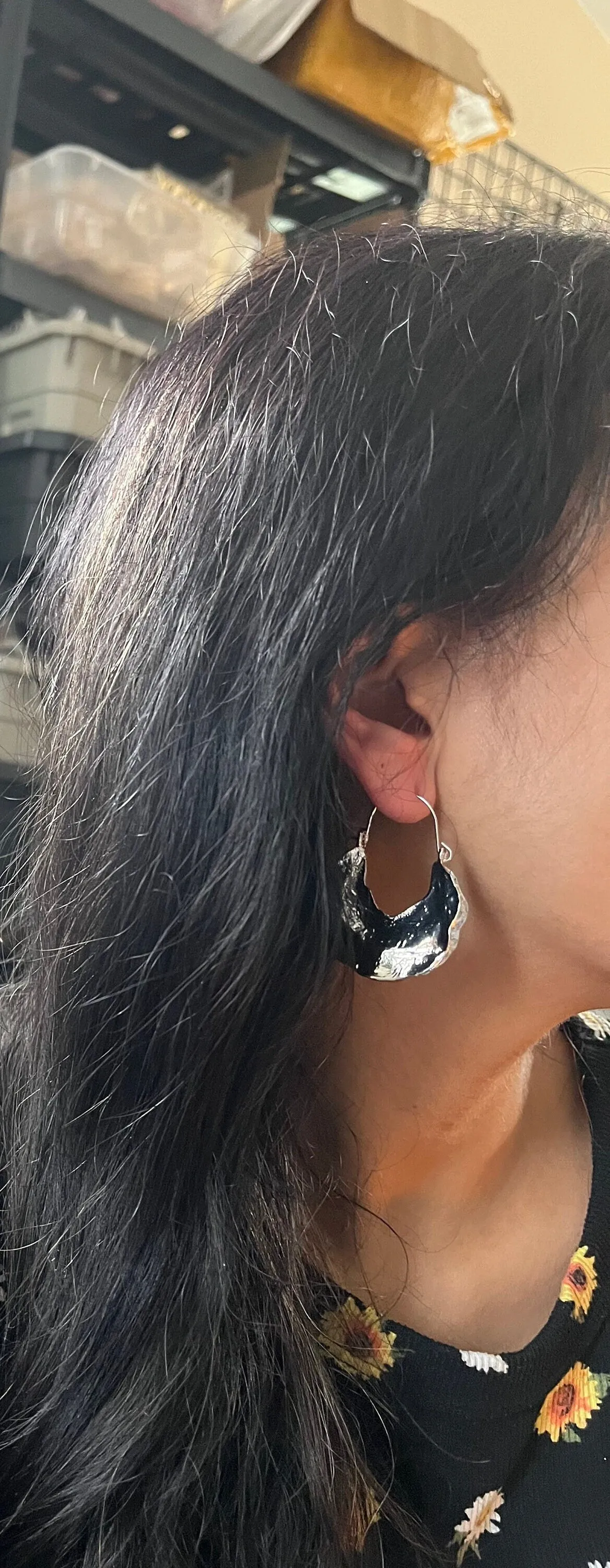 Silver Hoop earrings , large silver metal hoops , fat big chunky silver hoop earrings , chunky shiny  silver hoop earrings