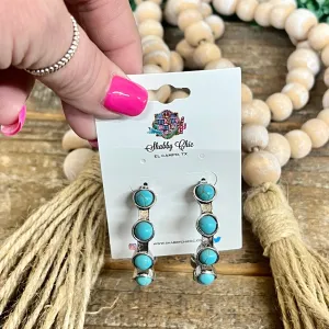 Silver Hoop Earrings with Turquoise