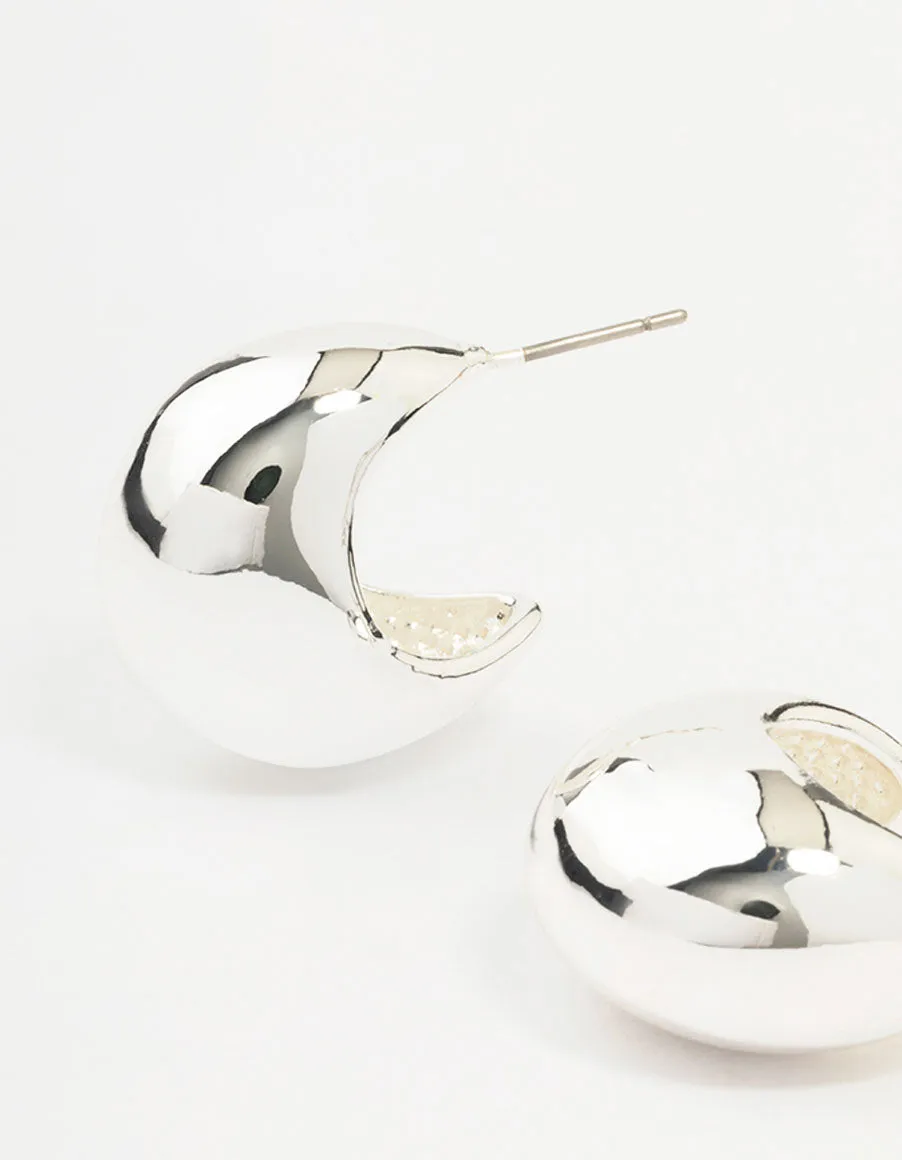 Silver Plated Brass  Chunky Hoop Earrings