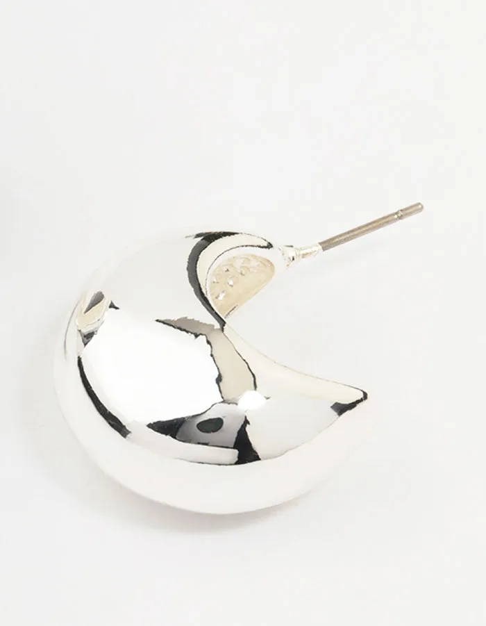 Silver Plated Brass  Chunky Hoop Earrings