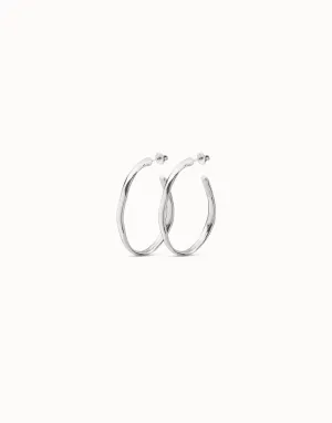 Silver Plated Plain Rigid Hoop Earrings