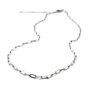 Silver Tone Stainless Steel Fine Paperclip Choker Necklace