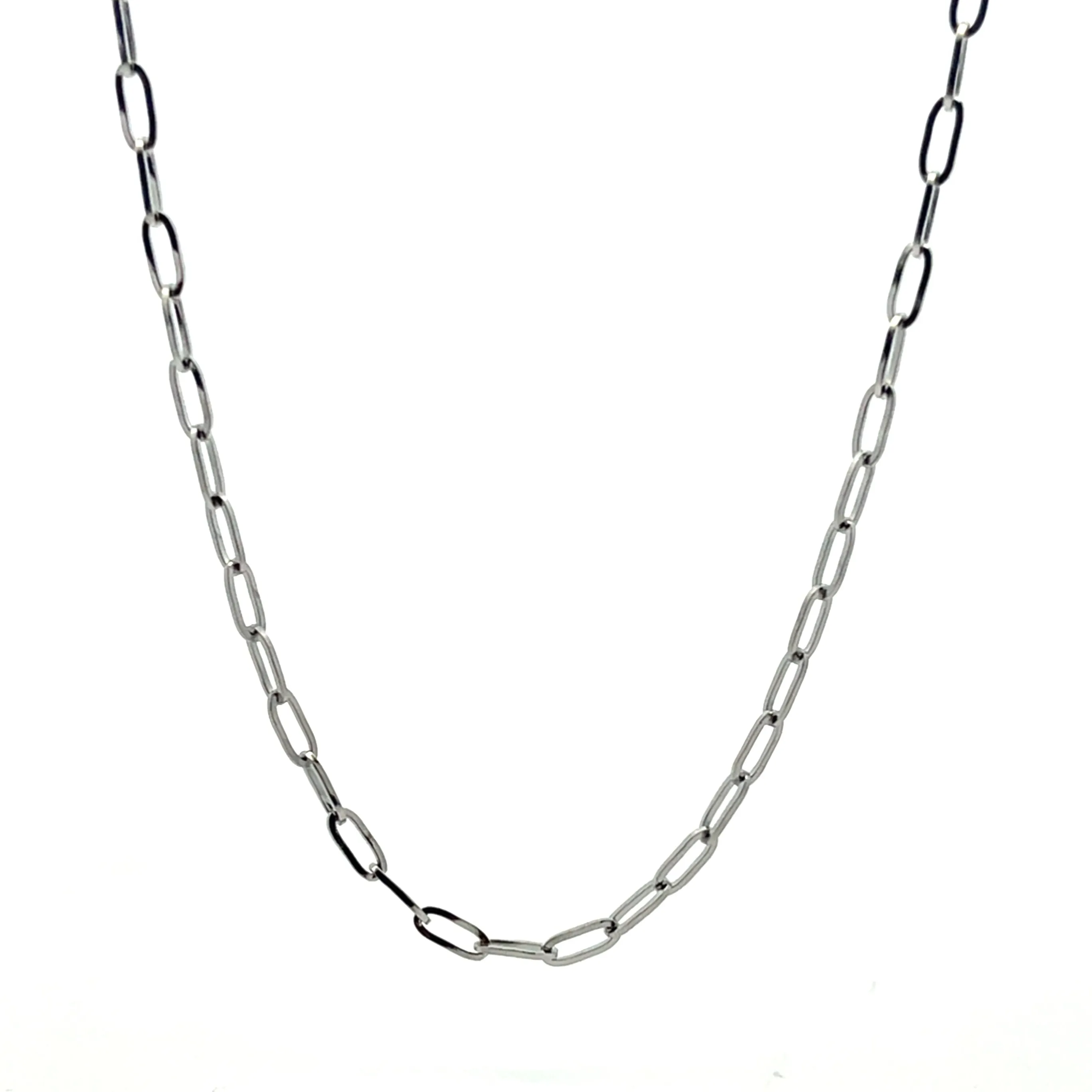 Silver Tone Stainless Steel Fine Paperclip Choker Necklace