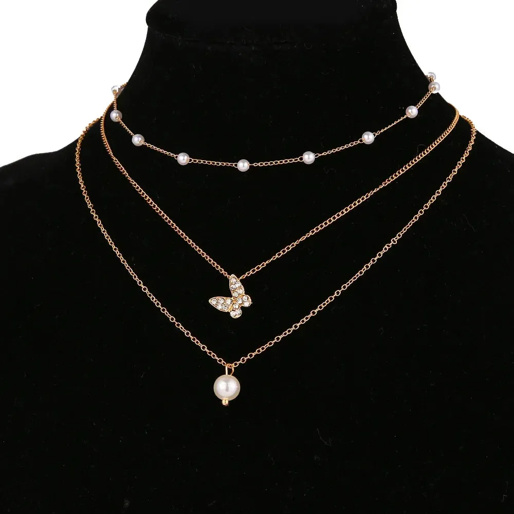 Simple Hip Hop Butterfly Tassel Choker Necklace For Women Teens Girls Punk Link Chain Necklace Party Daily Fashion Jewelry