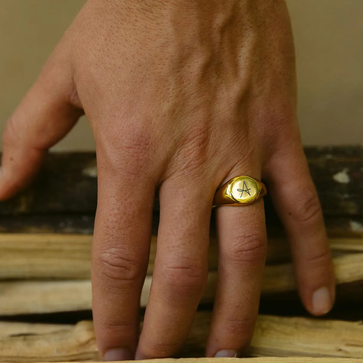 Single Initial Signet Ring