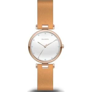 Skagen Tanja Silver Dial Brown Leather Ladies Watch SKW2514