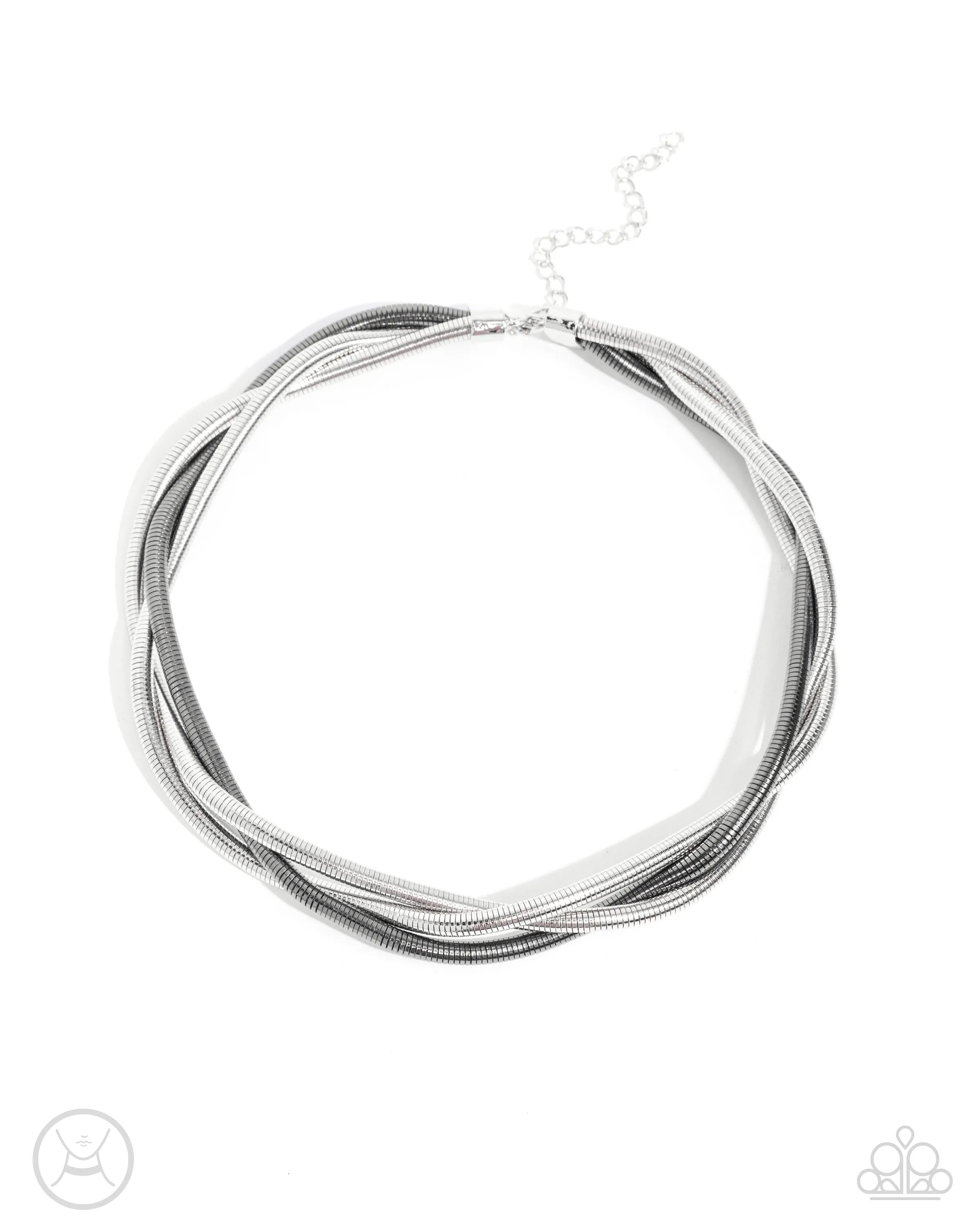 Sleek Splendor - Silver - and Gunmetal Mixed Metal Braided Chain Paparazzi Choker Necklace