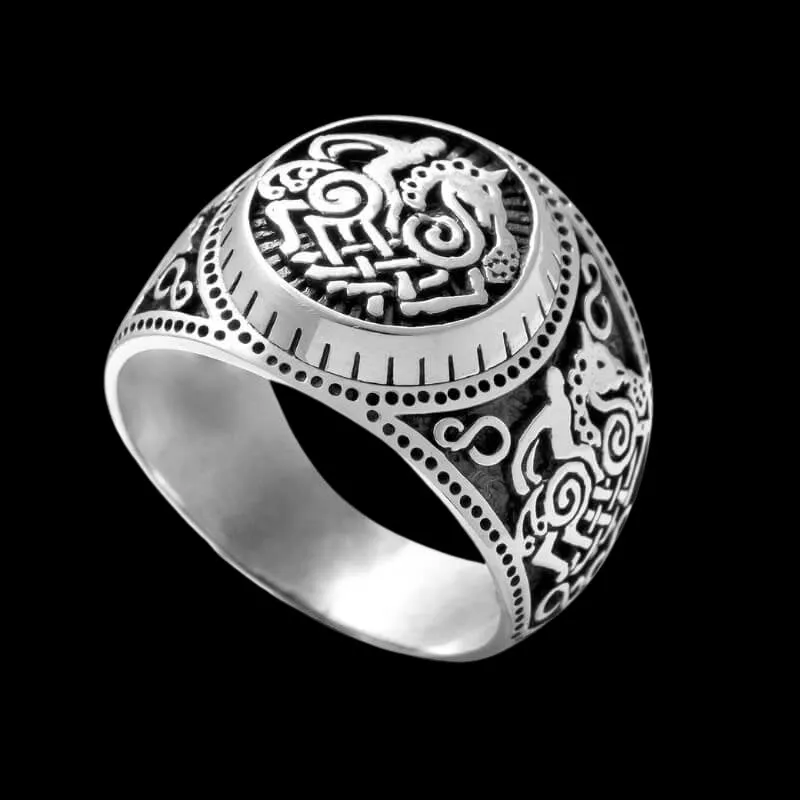 Sleipnir Silver Signet Ring