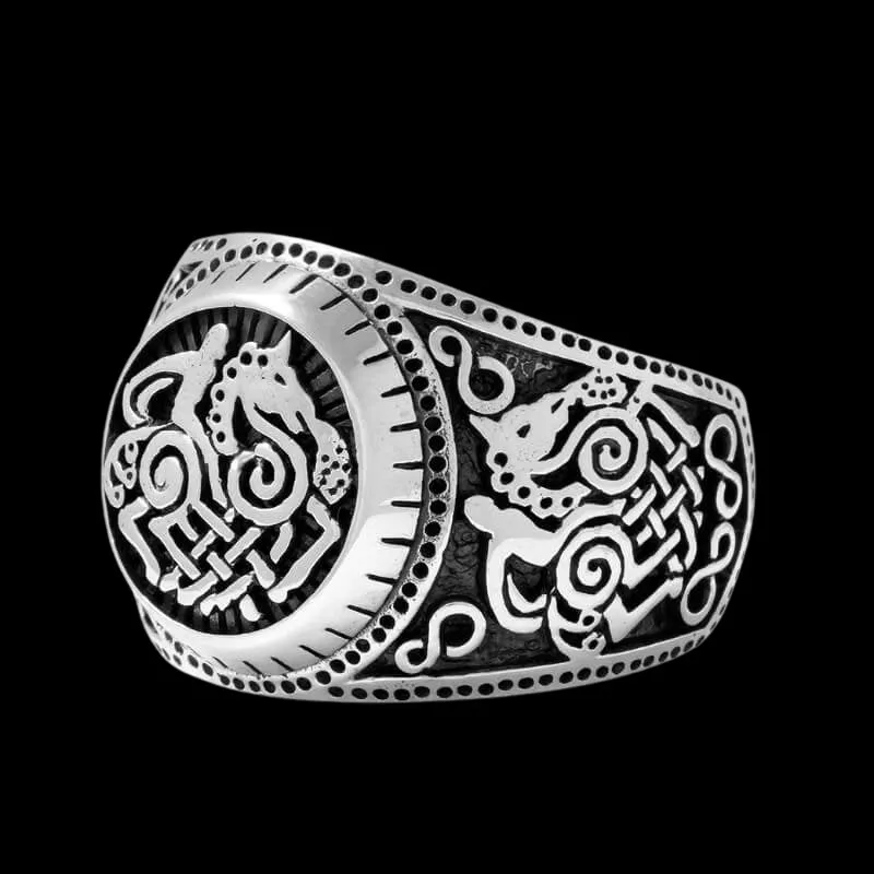 Sleipnir Silver Signet Ring