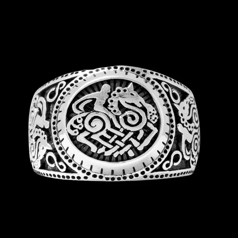 Sleipnir Silver Signet Ring