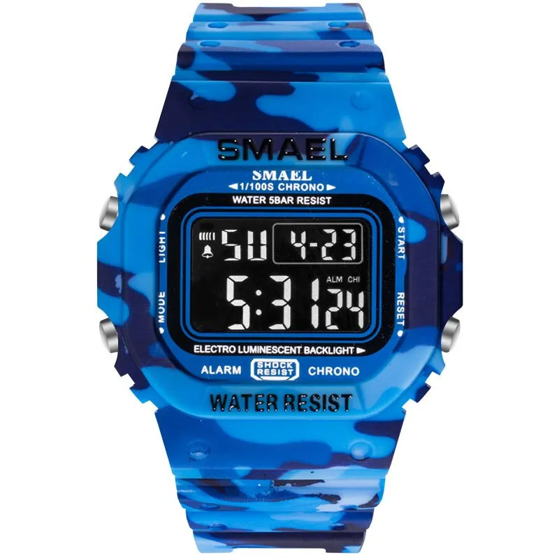 SMAEL Digital Watch Men Sports Watches LED Military Army Camouflage Wrist Watch For Boy Waterproof Top Brand Student Stopwatch