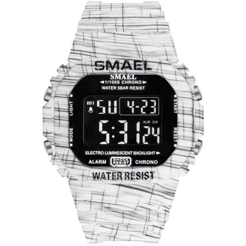 SMAEL Digital Watch Men Sports Watches LED Military Army Camouflage Wrist Watch For Boy Waterproof Top Brand Student Stopwatch