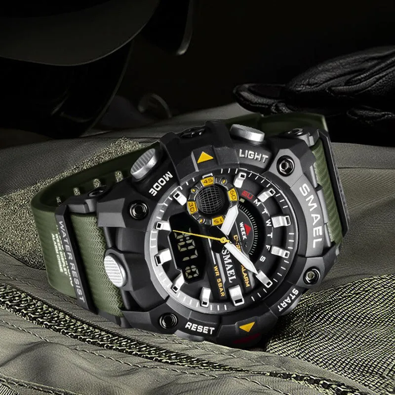 SMAEL Fashion Mens Military Sports Watches Top Brand Luxury Quartz Waterproof Watch Men LED Digital Wristwatch Relogio Masculino