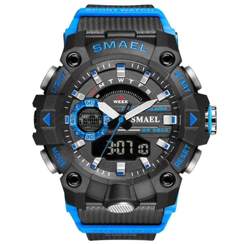 SMAEL Fashion Mens Military Sports Watches Top Brand Luxury Quartz Waterproof Watch Men LED Digital Wristwatch Relogio Masculino