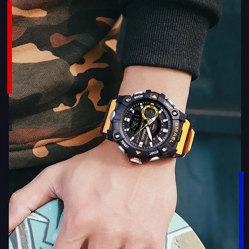 SMAEL Fashion Mens Military Sports Watches Top Brand Luxury Quartz Waterproof Watch Men LED Digital Wristwatch Relogio Masculino