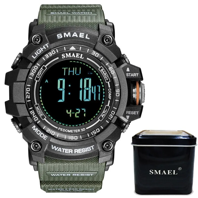 SMAEL Luxury Brand LED Digital Watches for Men Waterproof Outdoor Sport Smart Watch Black Military Chronograph Wristwatch Male