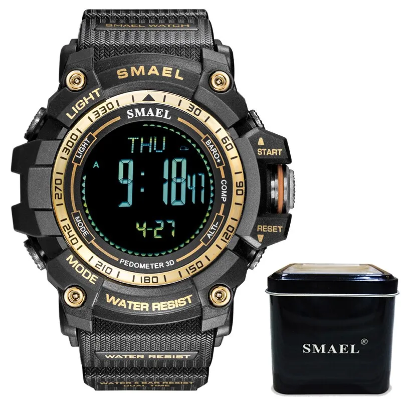 SMAEL Luxury Brand LED Digital Watches for Men Waterproof Outdoor Sport Smart Watch Black Military Chronograph Wristwatch Male