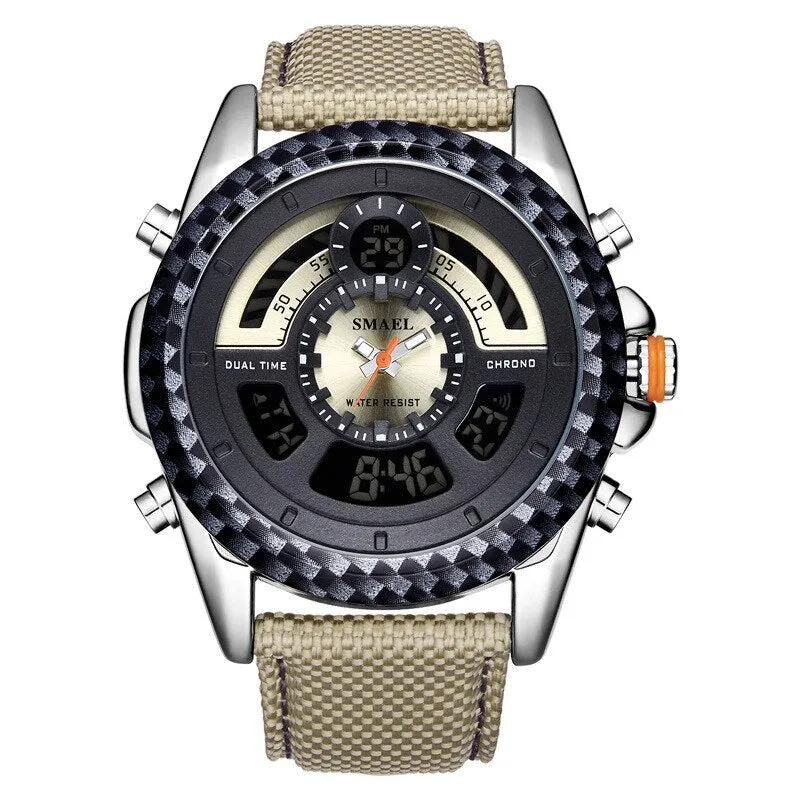 SMAEL Men Sports Watches Mens LED Analog Digital LED Watch Male Army Military Dual Display Quartz Clock Mens Relogio Masculino
