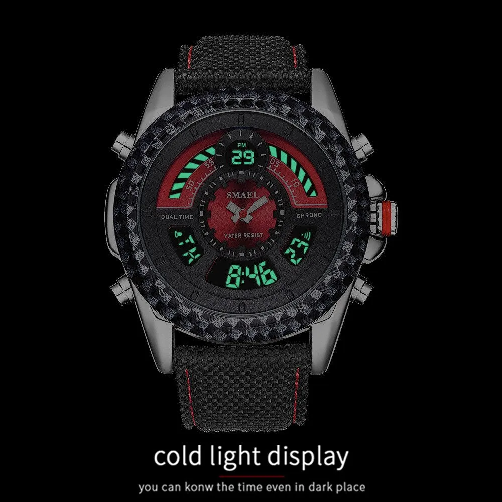 SMAEL Men Sports Watches Mens LED Analog Digital LED Watch Male Army Military Dual Display Quartz Clock Mens Relogio Masculino
