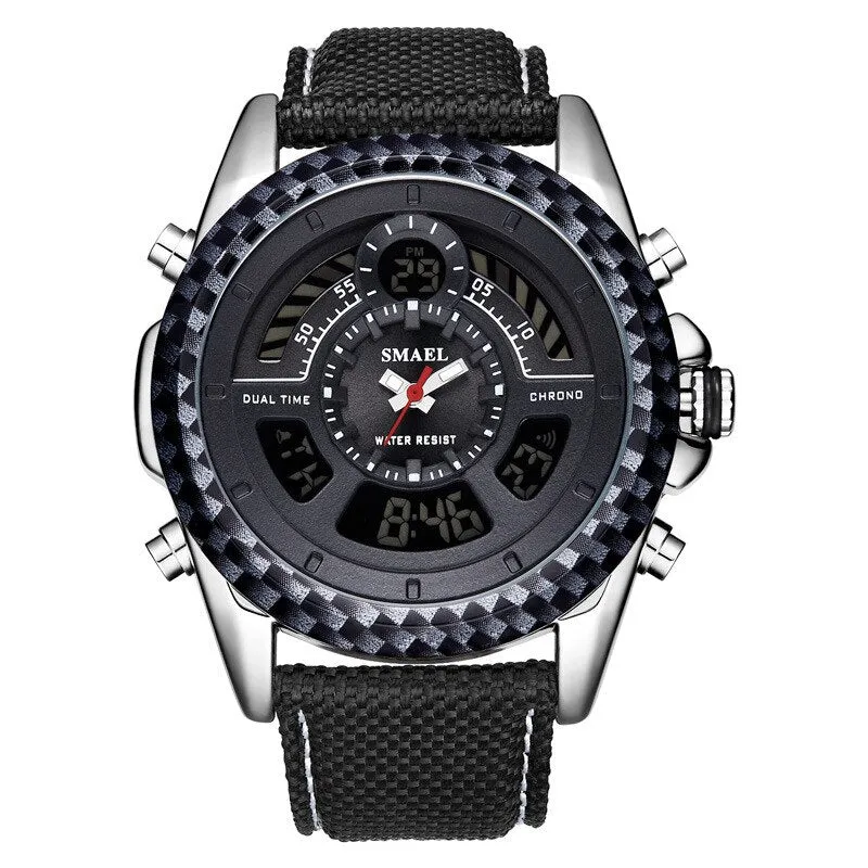 SMAEL Men Sports Watches Mens LED Analog Digital LED Watch Male Army Military Dual Display Quartz Clock Mens Relogio Masculino