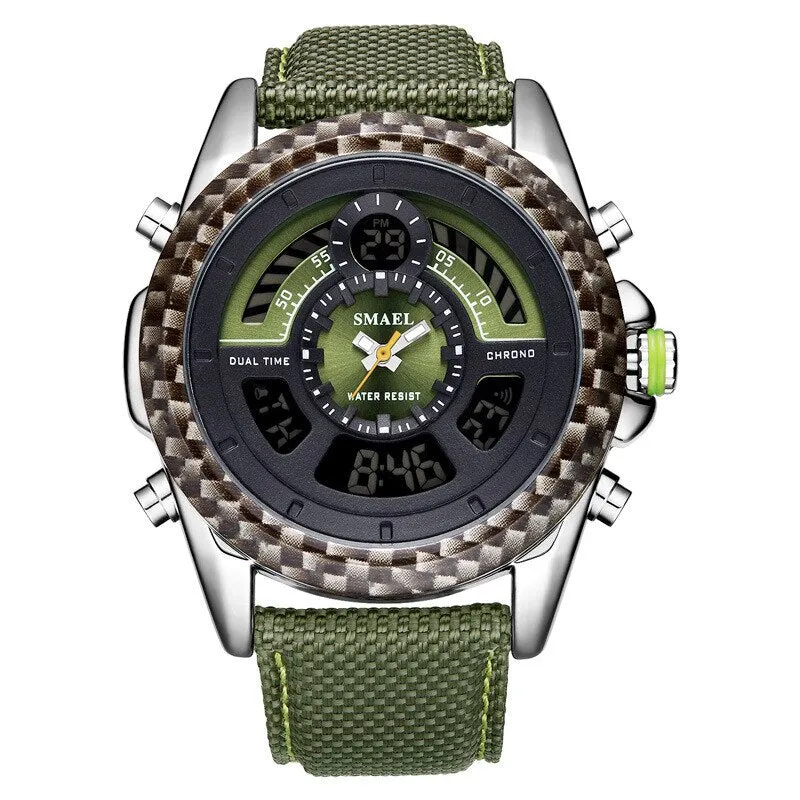 SMAEL Men Sports Watches Mens LED Analog Digital LED Watch Male Army Military Dual Display Quartz Clock Mens Relogio Masculino