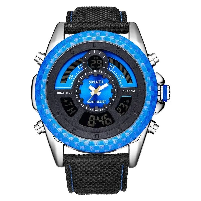 SMAEL Men Sports Watches Mens LED Analog Digital LED Watch Male Army Military Dual Display Quartz Clock Mens Relogio Masculino