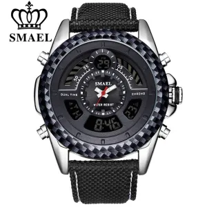 SMAEL Men Sports Watches Mens LED Analog Digital LED Watch Male Army Military Dual Display Quartz Clock Mens Relogio Masculino