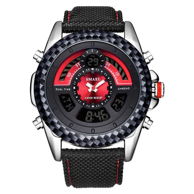 SMAEL Men Sports Watches Mens LED Analog Digital LED Watch Male Army Military Dual Display Quartz Clock Mens Relogio Masculino