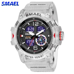 SMAEL Sports Men&#39;s Watches Top Brand Luxury Military Alarm Quartz Watch Men Waterproof Digital Dual Time Display Clock For Male