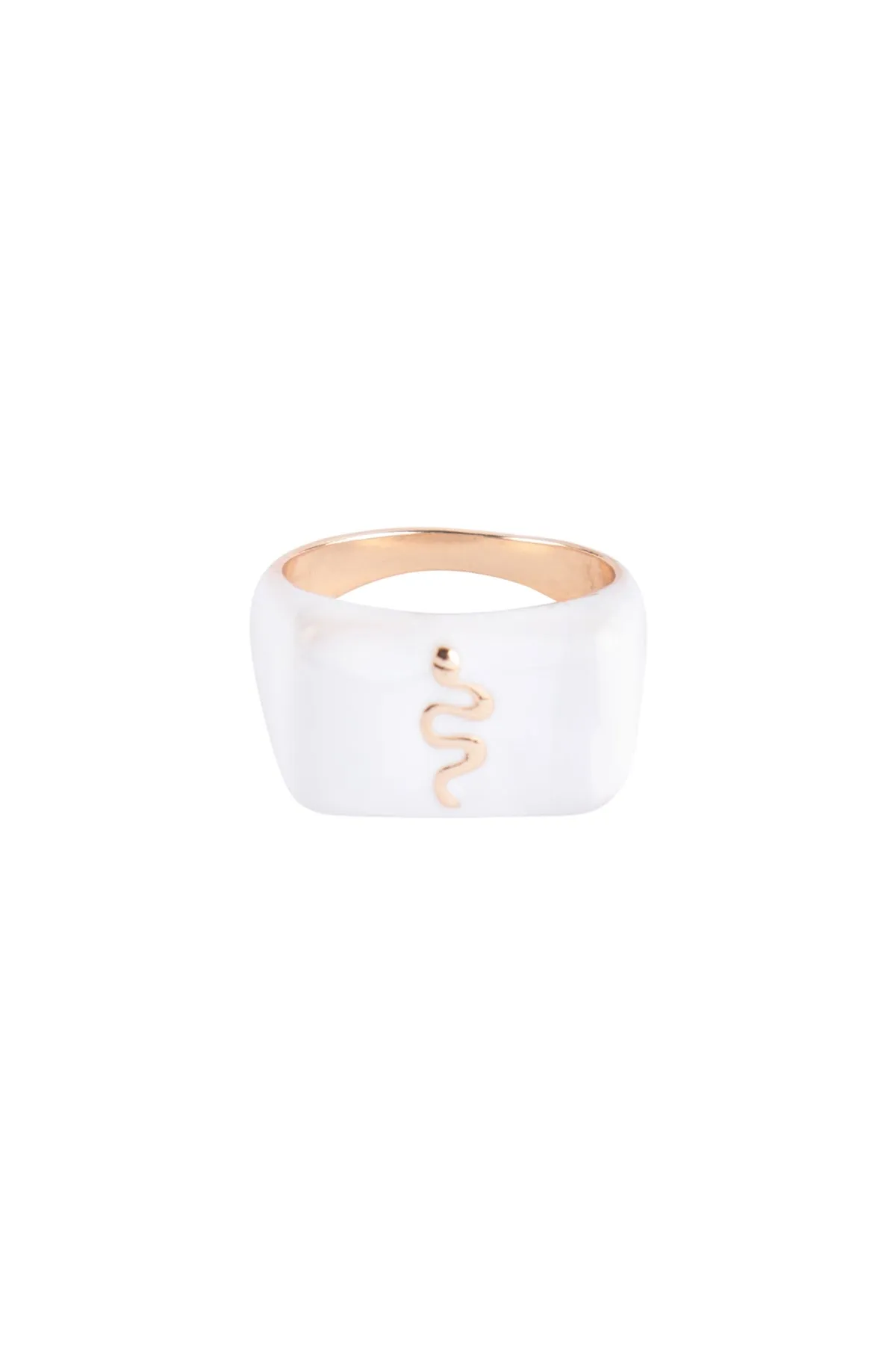 SNAKE SIGNET RING W/ COLOR