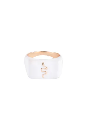 SNAKE SIGNET RING W/ COLOR