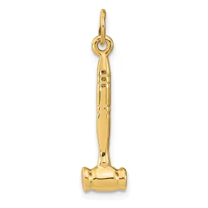 Solid 14k Yellow Gold 3-Dimensional Gavel Charm