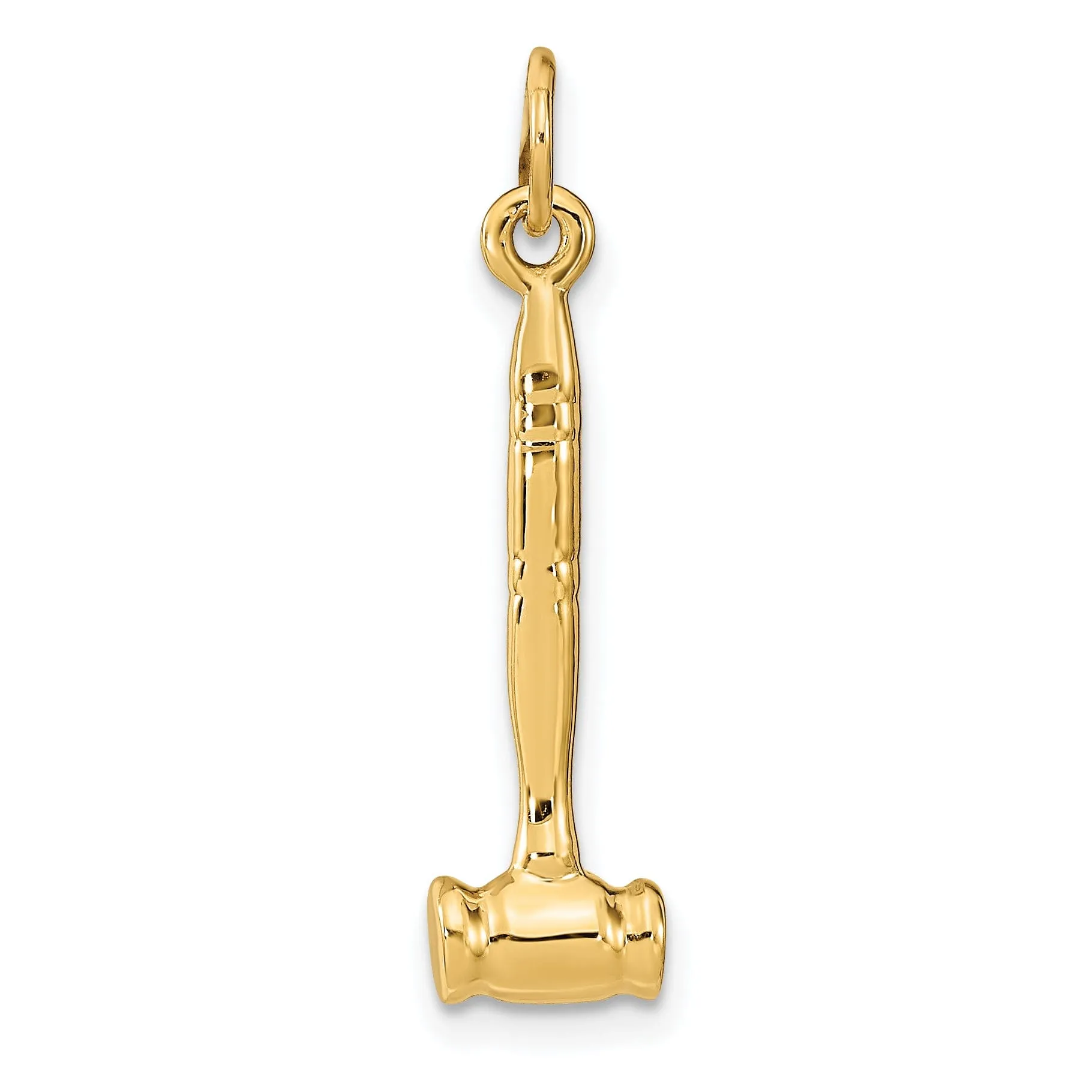 Solid 14k Yellow Gold 3-Dimensional Gavel Charm
