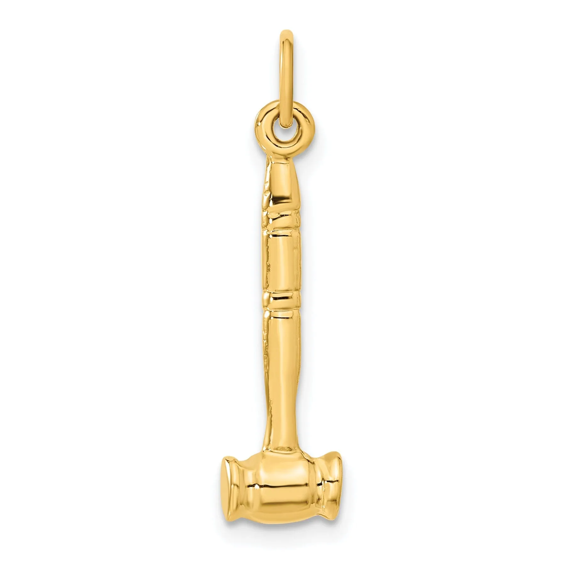 Solid 14k Yellow Gold 3-Dimensional Gavel Charm