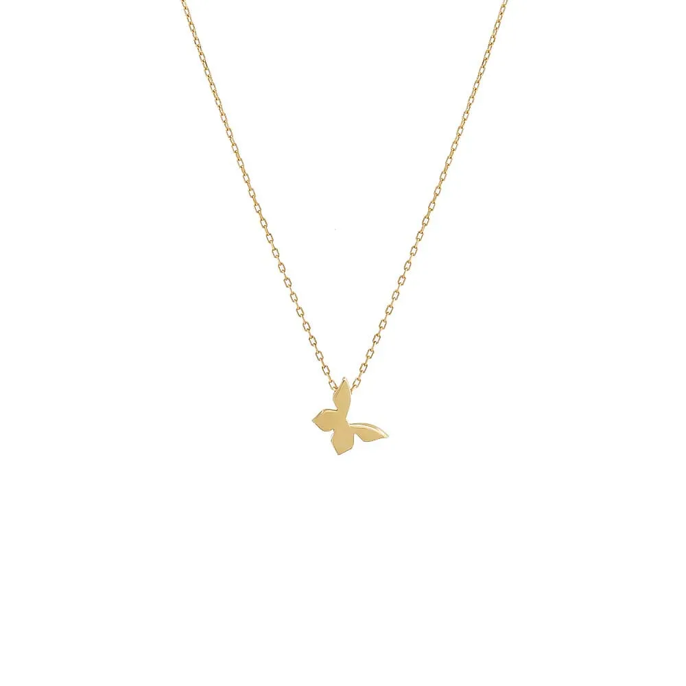 Solid Butterfly Necklace 14K