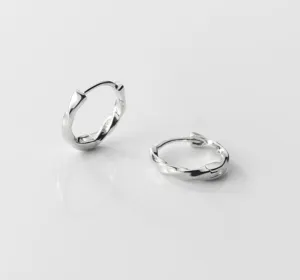 Solid Silver Twist Huggies Hoop earrings-SH047