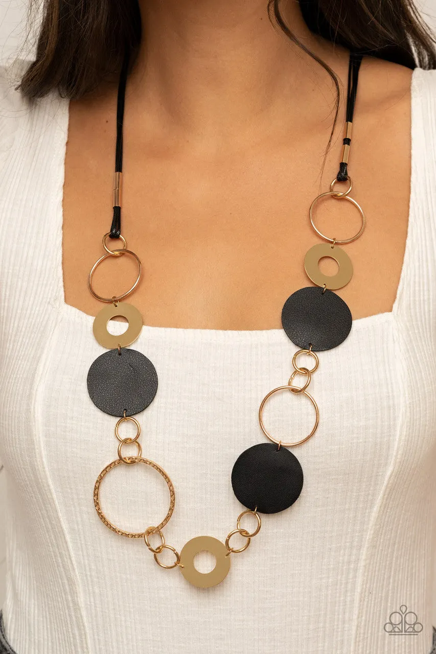 Sooner or LEATHER Black Paparazzi Necklace