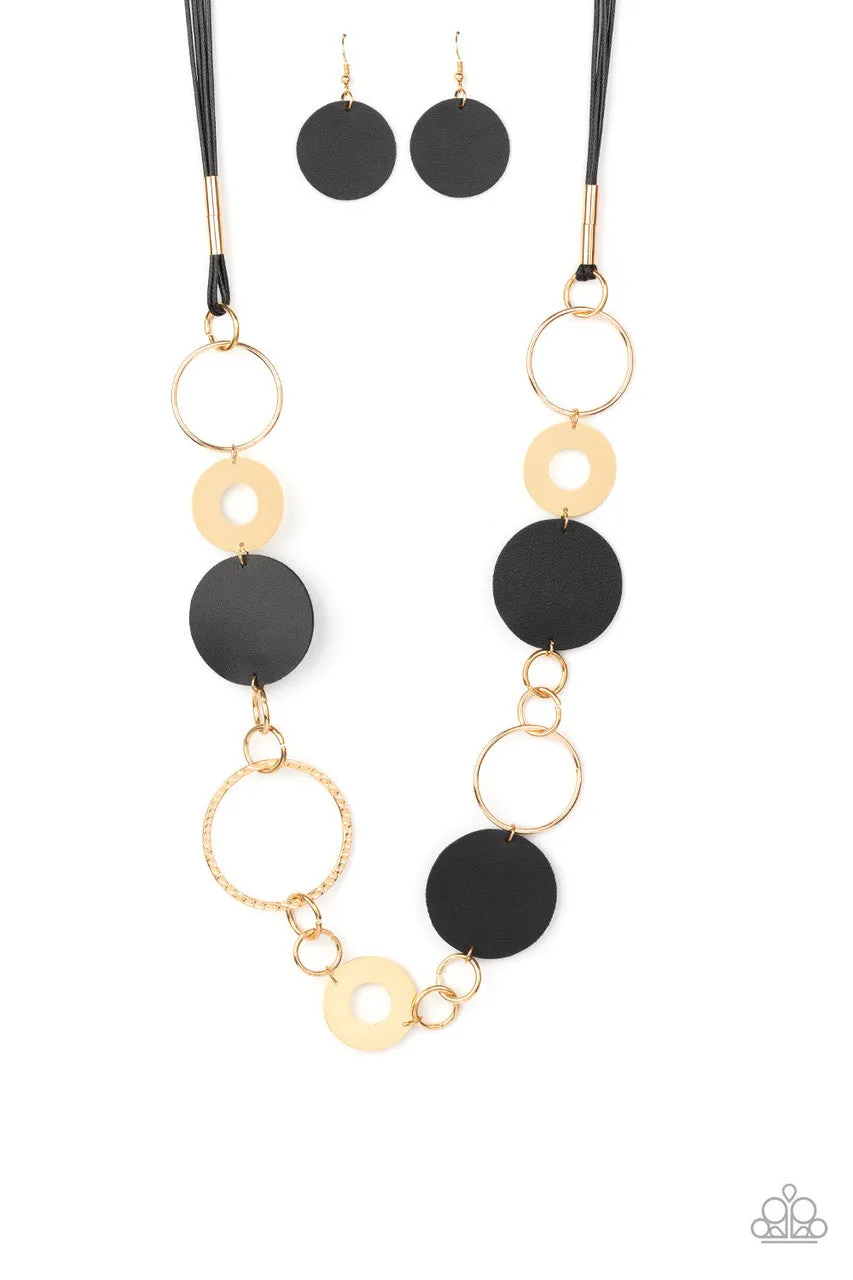 Sooner or LEATHER Black Paparazzi Necklace