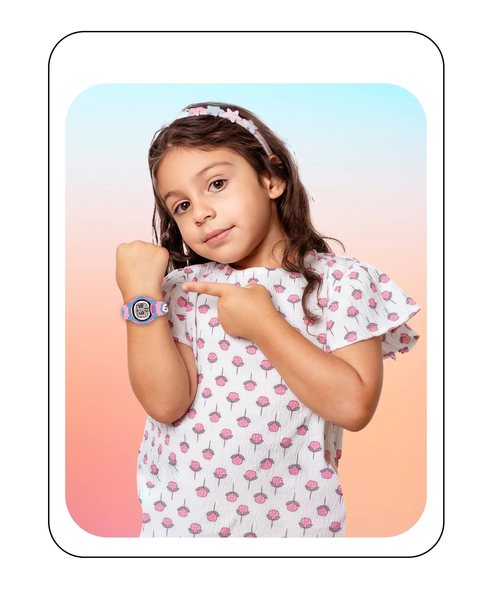 Spiky Eva18 Printed Strap Round Sports Digital Watch