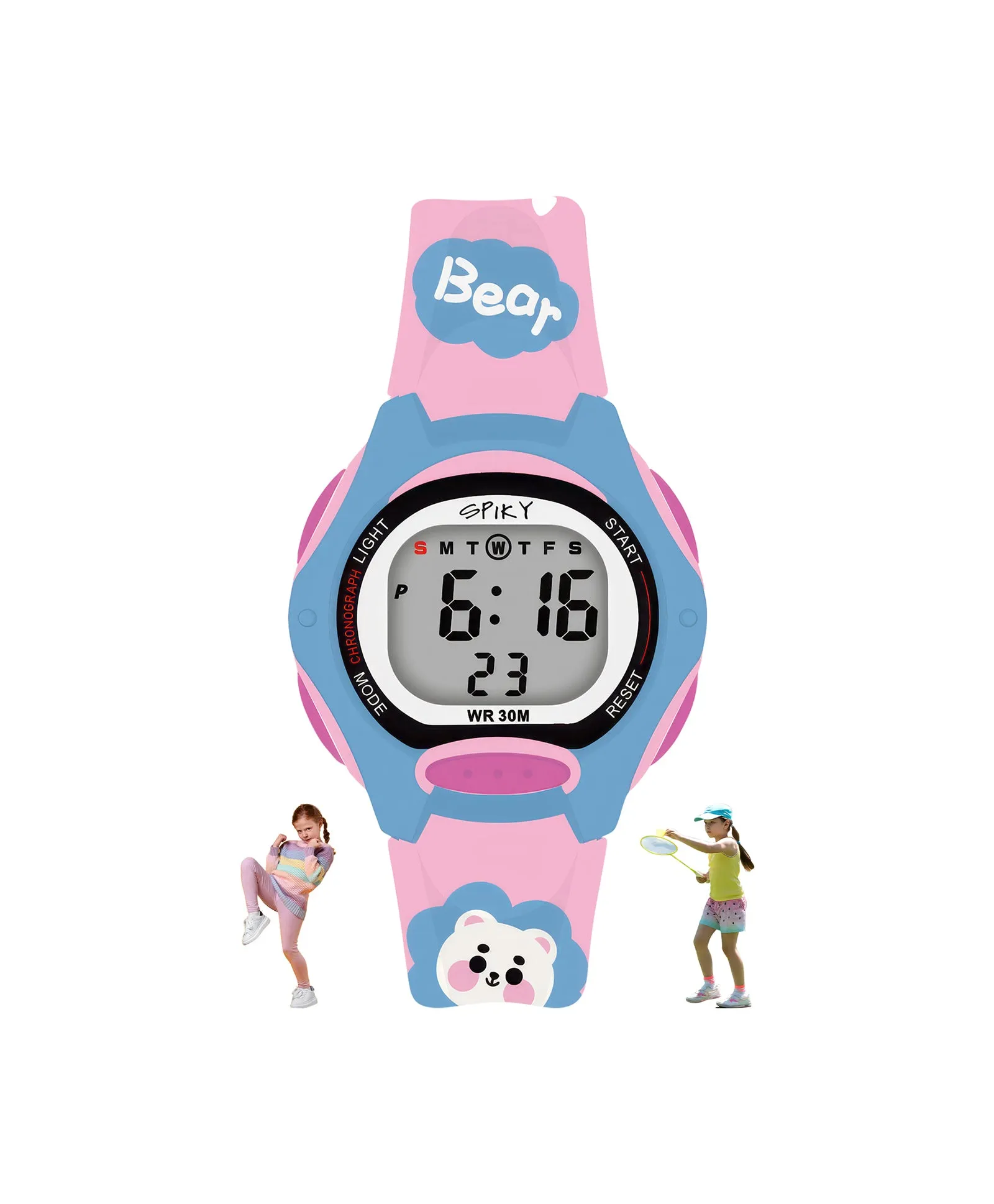 Spiky Eva18 Printed Strap Round Sports Digital Watch